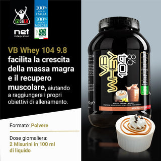 NET Integratori VB WHEY 104 9.8® Proteine Isolate Idrolizzate 900 gr