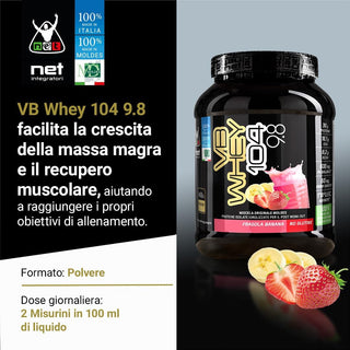 NET Integratori VB WHEY 104 9.8® Proteine Isolate Idrolizzate 450 gr