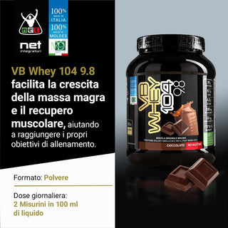 NET Integratori VB WHEY 104 9.8® Proteine Isolate Idrolizzate 450 gr