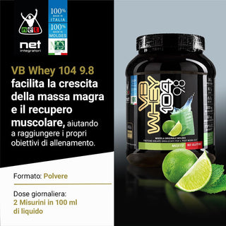 NET Integratori VB WHEY 104 9.8® Proteine Isolate Idrolizzate 450 gr