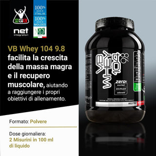 NET Integratori VB WHEY 104 9.8® Proteine Isolate Idrolizzate 900 gr