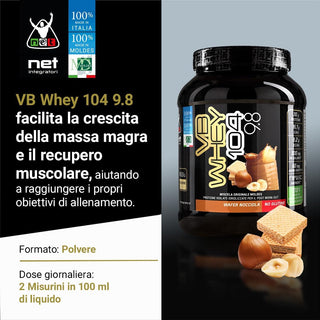 NET Integratori VB WHEY 104 9.8® Proteine Isolate Idrolizzate 450 gr