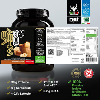 NET Integratori VB WHEY 104 9.8® Proteine Isolate Idrolizzate 450 gr