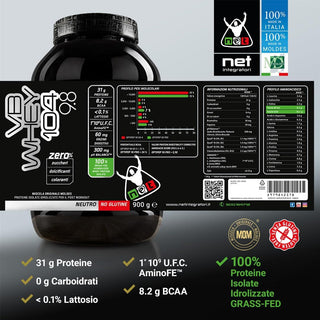 NET Integratori VB WHEY 104 9.8® Proteine Isolate Idrolizzate 900 gr