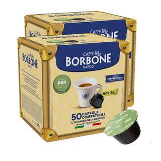 Caffè Borbone 100 capsule (2 confezioni da 50) Miscela DEK, Compatibili con le Macchine Nescafè® Dolce Gusto®