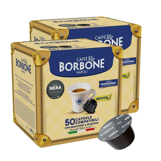 Caffè Borbone 100 capsule (2 confezioni da 50) Miscela NERA, Compatibili con le Macchine Nescafè® Dolce Gusto®