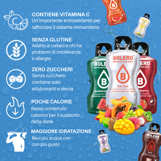 Bolero Sticks 24 Bustine MIX 3g, Bevanda Istantanea Zero Zuccheri e Poche Calorie