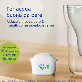 BRITA MAXTRA PRO ALL IN 1 Per Caraffa Filtrante Acqua, Confezione 3 Filtri Riduce Cloro, Calcare e Impurità