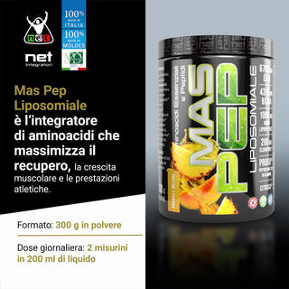 NET MAS PEP LIPOSOMIALE Pre-Intra e Post Workout con EAA Amminoacidi Essenziali e BCAA
