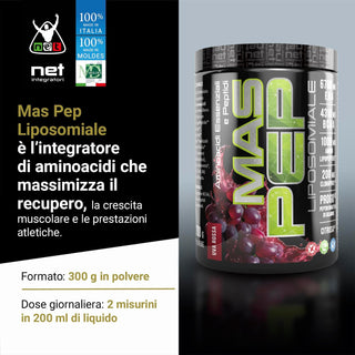 NET MAS PEP LIPOSOMIALE Pre-Intra e Post Workout con EAA Amminoacidi Essenziali e BCAA