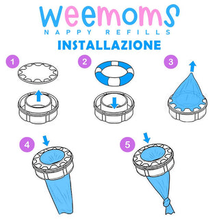 Weemoms - Ricariche Mangiapannolini Pack 3 Pezzi, Compatibili Tommee Tippee, Maialino Foppapedretti, ecc. 160 Pannolini Ciascuna. Totale 480 ( Cartuccia Originale Necessaria )