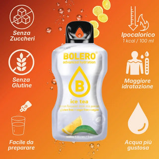 Bolero® 24 Bustine 8 gr, Bevanda Istantanea Solubile, Zero Zuccheri, Ice Tea Lemon (Tè al Limone)