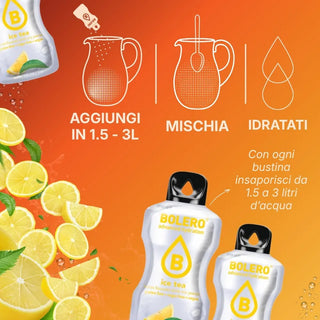 Bolero® 24 Bustine 8 gr, Bevanda Istantanea Solubile, Zero Zuccheri, Ice Tea Lemon (Tè al Limone)