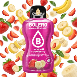 Bolero® 24 Bustine 9 gr, Bevanda Istantanea Solubile, Zero Zuccheri, Banana & Strawberry (Banana e Fragola)