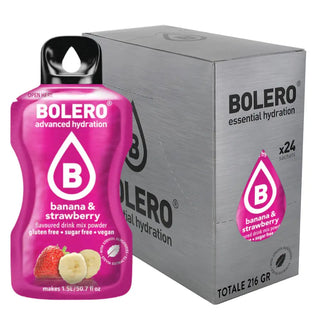 Bolero® 24 Bustine 9 gr, Bevanda Istantanea Solubile, Zero Zuccheri, Banana & Strawberry (Banana e Fragola)