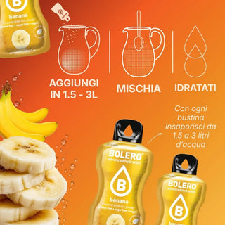 Bolero® 24 Bustine 9 gr, Bevanda Istantanea Solubile, Zero Zuccheri, Banana