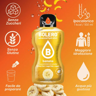 Bolero® 24 Bustine 9 gr, Bevanda Istantanea Solubile, Zero Zuccheri, Banana