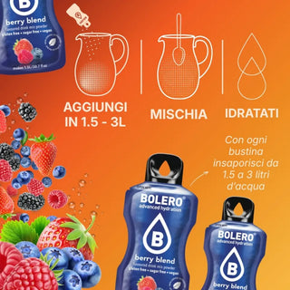 Bolero® 24 Bustine 9 gr, Bevanda Istantanea Solubile, Zero Zuccheri, Berry Blend (Miscela di frutti di bosco)