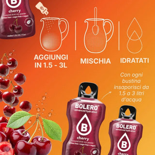 olero® 24 Bustine 9 gr, Bevanda Istantanea Solubile, Zero Zuccheri, Cherry (Ciliegia)