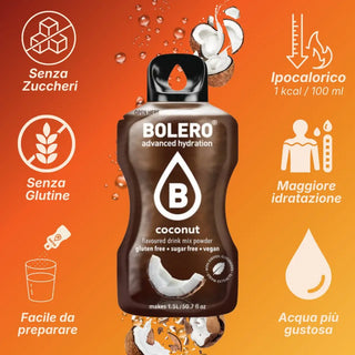 Bolero® 24 Bustine 9 gr, Bevanda Istantanea Solubile, Zero Zuccheri, Coconut (Cocco)