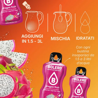 Bolero® 24 Bustine 9 gr, Bevanda Istantanea Solubile, Zero Zuccheri, Dragon Fruit (Frutto del drago)