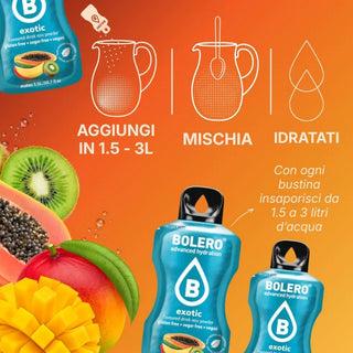 Bolero® 24 Bustine 9 gr, Bevanda Istantanea Solubile, Zero Zuccheri, Exotic (Esotico)