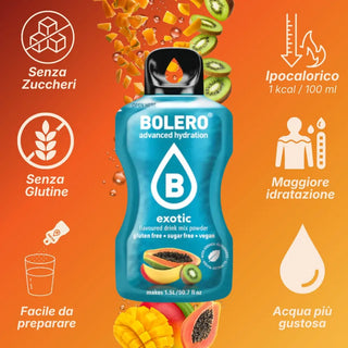 Bolero® 24 Bustine 9 gr, Bevanda Istantanea Solubile, Zero Zuccheri, Exotic (Esotico)