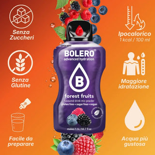 Bolero 24 Bustine 9g , Bevanda Istantanea Solubile, Zero Zuccheri, Vitamina C, Forest Fruits (Frutti di Bosco)