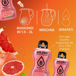 Bolero® 24 Bustine 9 gr, Bevanda Istantanea Solubile, Zero Zuccheri, Grapefruit Tonic (Pompelmo rosa)