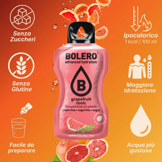 Bolero® 24 Bustine 9 gr, Bevanda Istantanea Solubile, Zero Zuccheri, Grapefruit Tonic (Pompelmo rosa)