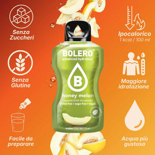 Bolero® 24 Bustine 9 gr, Bevanda Istantanea Solubile, Zero Zuccheri, Honey Melon (Melone giallo)