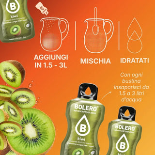 Bolero® 24 Bustine 9 gr, Bevanda Istantanea Solubile, Zero Zuccheri, Kiwi