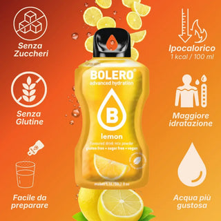 Bolero® 24 Bustine 9 gr, Bevanda Istantanea Solubile, Zero Zuccheri, Lemon (Limone)