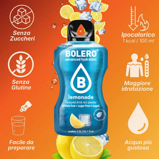 Bolero® 24 Bustine 9 gr, Bevanda Istantanea Solubile, Zero Zuccheri, Lemonade (Limonata)