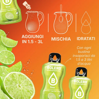 Bolero® 24 Bustine 9 gr, Bevanda Istantanea Solubile, Zero Zuccheri, Lime
