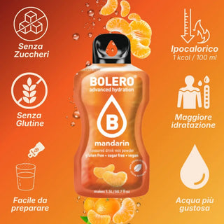 Bolero® 24 Bustine 9 gr, Bevanda Istantanea Solubile, Zero Zuccheri, Mandarin (Mandarino)