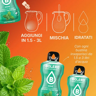 Bolero® 24 Bustine 9 gr, Bevanda Istantanea Solubile, Zero Zuccheri, Mint (Menta)