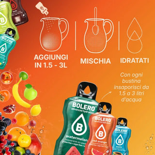 Bolero® 24 Bustine 9 gr Mix, Bevanda Istantanea Solubile, Zero Zuccheri, Gusti Assortiti