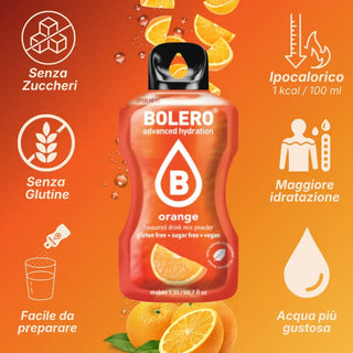 Bolero® 24 Bustine 9 gr, Bevanda Istantanea Solubile, Zero Zuccheri, Orange (Arancia)