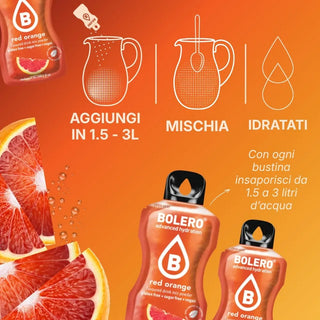 Bolero® 24 Bustine 9 gr, Bevanda Istantanea Solubile, Zero Zuccheri, Red Orange (Arancia Rossa)