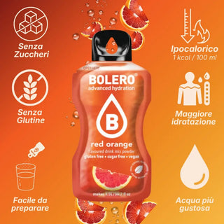 Bolero® 24 Bustine 9 gr, Bevanda Istantanea Solubile, Zero Zuccheri, Red Orange (Arancia Rossa)