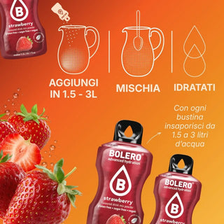 Bolero® 24 Bustine 9 gr, Bevanda Istantanea Solubile, Zero Zuccheri, Strawberry (Fragola)