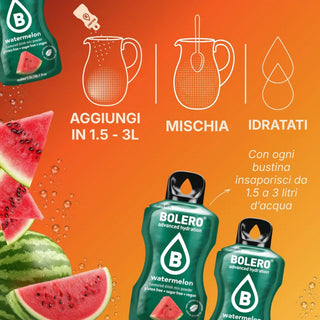 Bolero® 24 Bustine 9 gr, Bevanda Istantanea Solubile, Zero Zuccheri, Watermelon (Anguria)