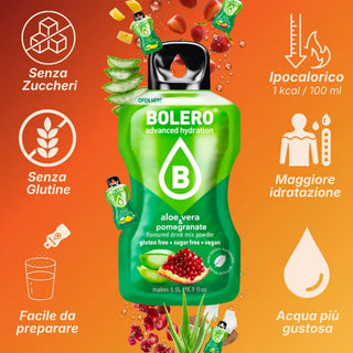 Bolero® 24 Bustine Sticks 3 gr Mix Aloe, Bevanda Istantanea Solubile, Zero Zuccheri