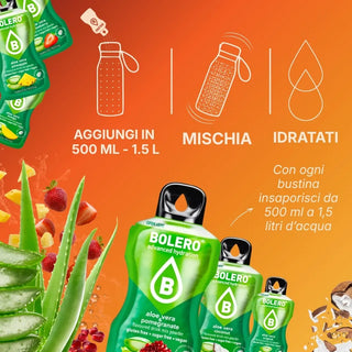 Bolero® 24 Bustine Sticks 3 gr Mix Aloe, Bevanda Istantanea Solubile, Zero Zuccheri