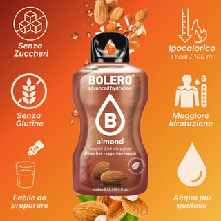Bolero® 24 Sticks Bustine 3 gr, Bevanda Istantanea Solubile, Zero Zuccheri, Almond (Mandorla)