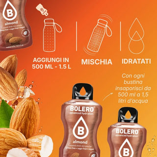 Bolero® 24 Sticks Bustine 3 gr, Bevanda Istantanea Solubile, Zero Zuccheri, Almond (Mandorla)
