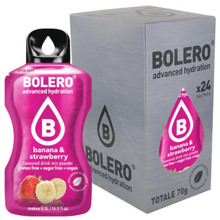 Bolero® 24 Sticks Bustine 3 gr, Bevanda Istantanea Solubile, Zero Zuccheri, Banana & Strawberry (Banana e Strawberry)