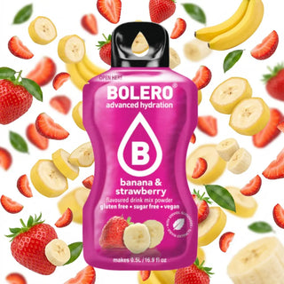 Bolero® 24 Sticks Bustine 3 gr, Bevanda Istantanea Solubile, Zero Zuccheri, Banana & Strawberry (Banana e Strawberry)