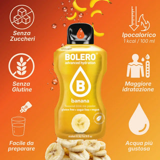 Bolero® 24 Sticks Bustine 3 gr, Bevanda Istantanea Solubile, Zero Zuccheri, Banana